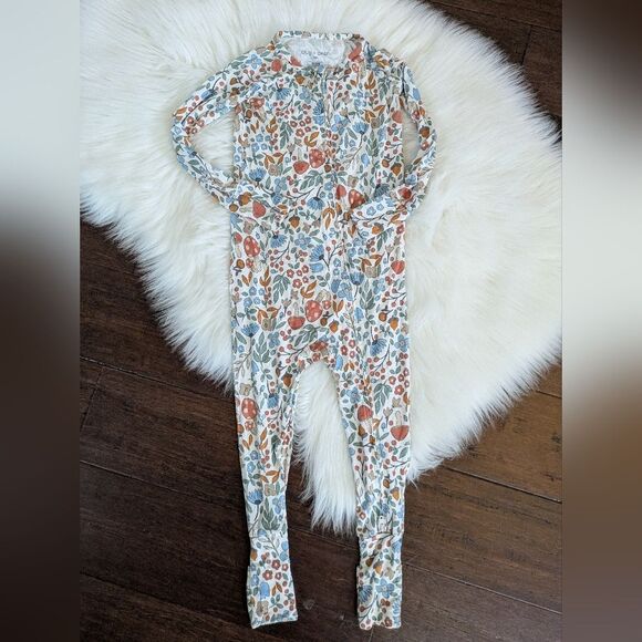 Bug + Bean Bamboo Floral Mushroom Woodland Print 18-24 Month Pajamas Sleeper - Picture 1 of 8